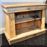 F50. Unfinished wood table. 29”h x 38”w x 18”d 